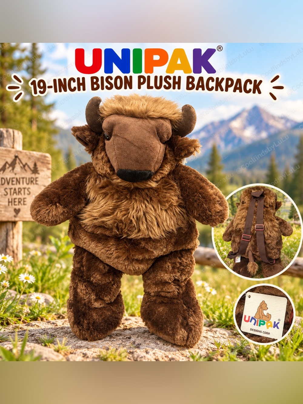 UNIPAK 19-Inch Bison Plush Backpack